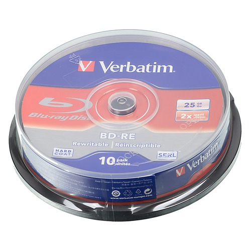 Оптический диск BD-RE VERBATIM 25Гб 2x, 10шт., cake box [43694]