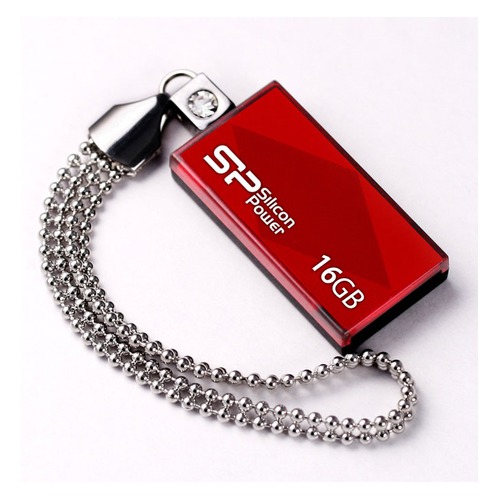 Флешка USB SILICON POWER Touch 810 16Гб, USB2.0, красный [sp016gbuf2810v1r]
