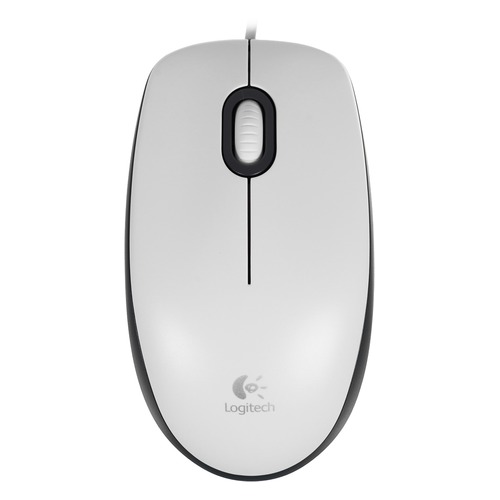 Мышь LOGITECH M100, оптическая, проводная, USB, белый [910-005004]