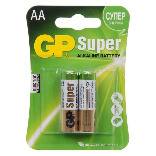 AA Батарейка GP Super Alkaline 15A LR6, 2 шт.