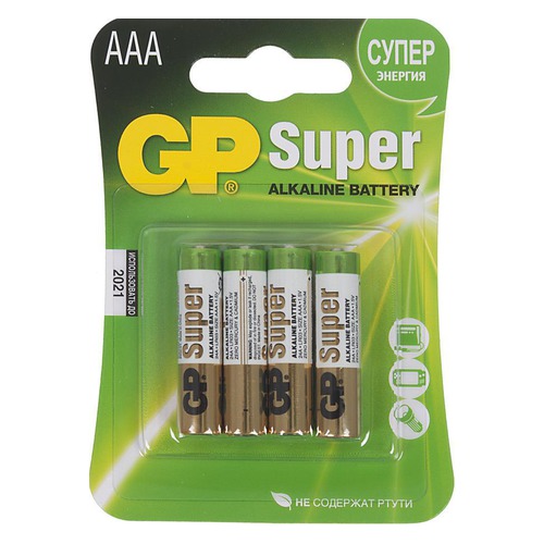 AAA Батарейка GP Super Alkaline 24A LR03, 4 шт.