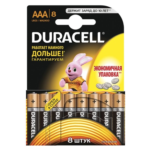 AAA Батарейка DURACELL Basic LR03-8BL MN2400, 8 шт.