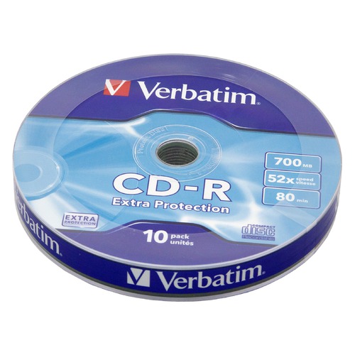 Оптический диск CD-R VERBATIM 700Мб 52x, 10шт., bulk [43725]