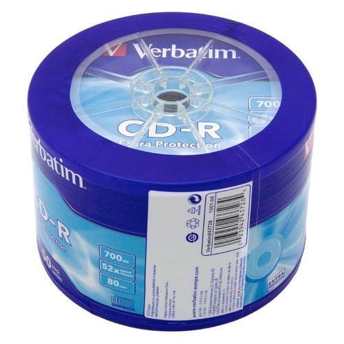 Оптический диск CD-R VERBATIM 700Мб 52x, 50шт., cake box [43728]