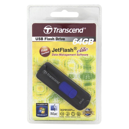 Флешка USB TRANSCEND Jetflash JF500 64Гб, USB2.0, черный и синий [ts64gjf500]