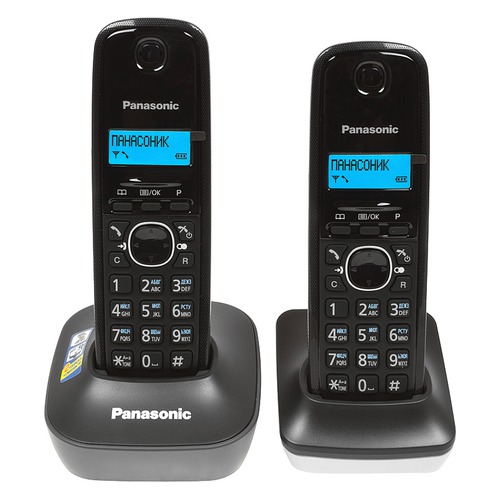 Радиотелефон PANASONIC KX-TG1612RU1, темно-серый и белый