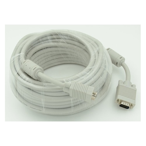 Кабель VGA DB15 (m) - DB15 (m), ферритовый фильтр , 30м, белый [cable30]