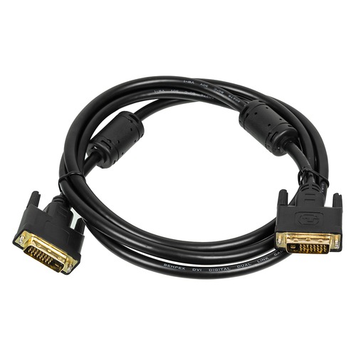 Кабель DVI DVI-D (m) - DVI-D (m), GOLD , ферритовый фильтр , 1.8м, черный