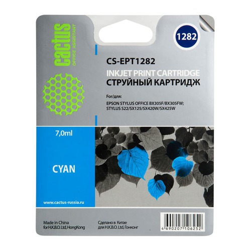 Картридж CACTUS CS-EPT1282, голубой