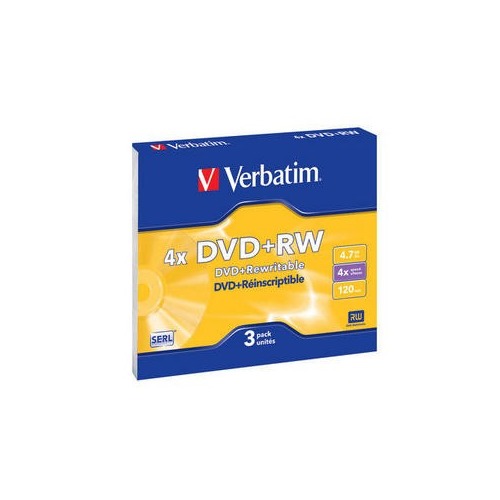 Оптический диск DVD+RW VERBATIM 4.7Гб 4x, 3шт., slim case [43636]