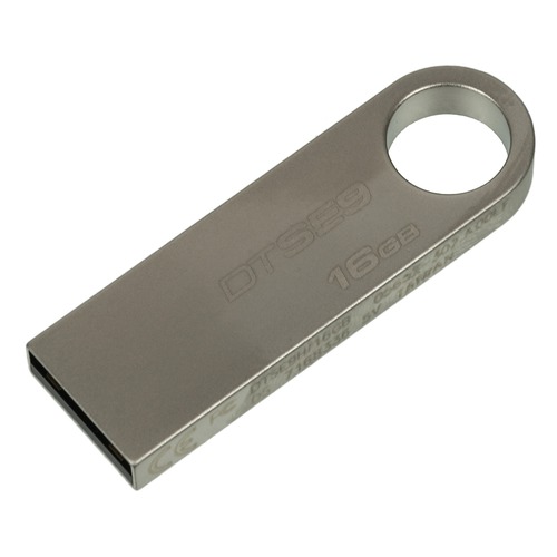 Флешка USB KINGSTON DataTraveler SE9 16Гб, USB2.0, серебристый [dtse9h/16gb]