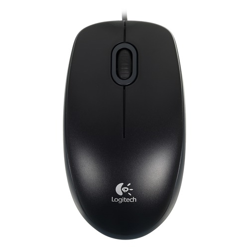 Мышь LOGITECH B100, оптическая, проводная, USB, черный [910-003357]