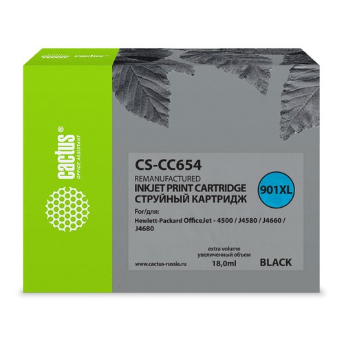 Картридж CACTUS CS-CC654, №901, черный