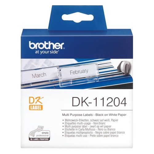 Картридж BROTHER DK11204, черный шрифт, белый [dk11204 ]