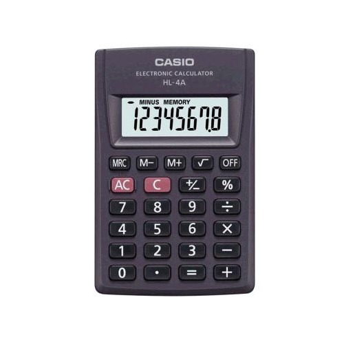 Калькулятор CASIO HL-4A, 8-разрядный, черный