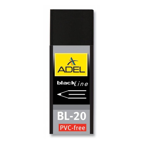 Ластик Adel BLACKLINE 227-0789-000 60x22x12мм каучук черный индивидуальная картонная упаковка + плен 20 шт./кор.
