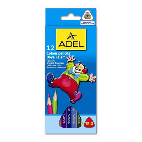 Карандаши цветные Adel Colour TRIO 211-3315-007 трехгран. 3мм 12цв. коробка/европод. 12 шт./кор.