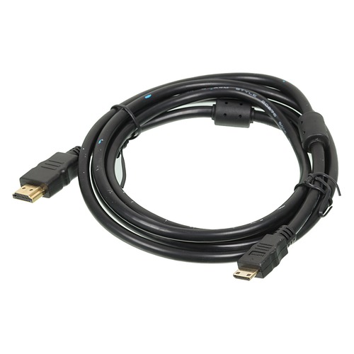 Кабель аудио-видео BURO HDMI (m) - Mini HDMI (m) , ver 1.4, 1.8м, GOLD ф/фильтр, черный