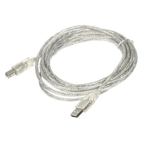 Кабель USB2.0 BURO USB2.0-AM/BM-3-TRANS, USB A(m) - USB B(m), 3м, прозрачный