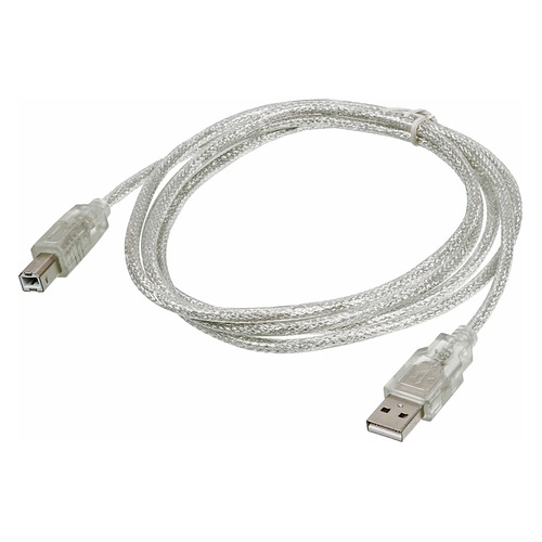 Кабель USB2.0 BURO USB A(m) - USB B(m), 1.8м, прозрачный [usb2.0-am/bm-trans]