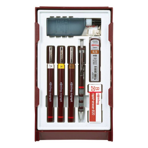 Набор рапидографов Rotring College Set S0699530 в компл.:0.25/0.35/0.5мм/аксессуары