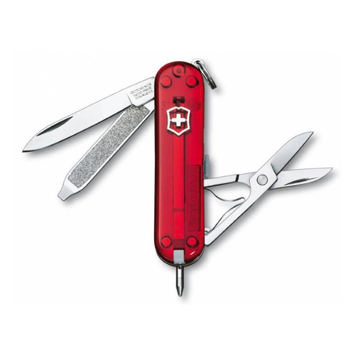 Складной нож VICTORINOX Signature, 7 функций, 58мм, красный полупрозрачный