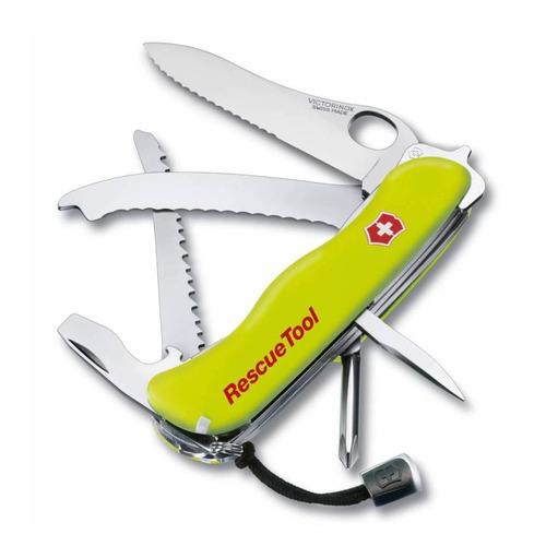 Складной нож VICTORINOX RescueTool One Hand, 12 функций, 111мм, салатовый