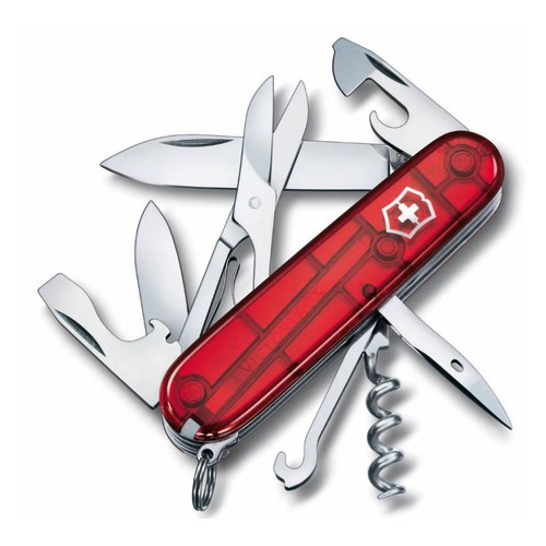 Складной нож VICTORINOX Climber, 14 функций, 91мм, красный полупрозрачный [1.3703.t]