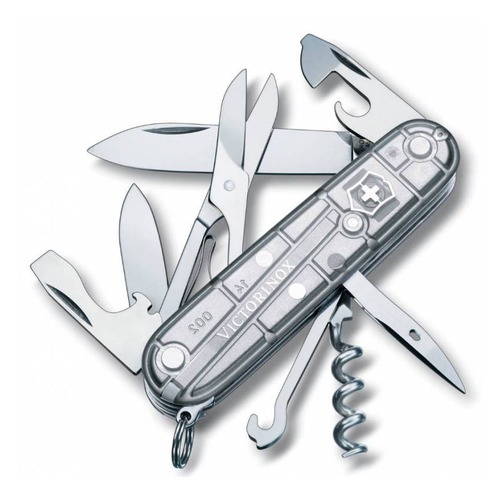 Складной нож VICTORINOX Climber, 14 функций, 91мм, серебристый полупрозрачный