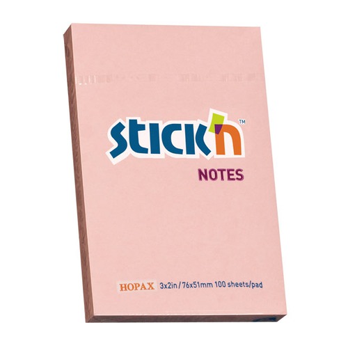 Блок самоклеящийся бумажный Stickn 21145 51x76мм 100лист. 70г/м2 пастель розовый 12 шт./кор.