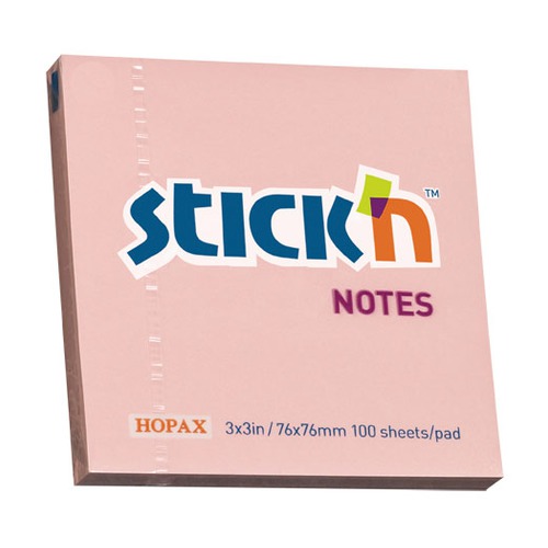 Блок самоклеящийся бумажный Stickn 21148 76x76мм 100лист. 70г/м2 пастель розовый 12 шт./кор.