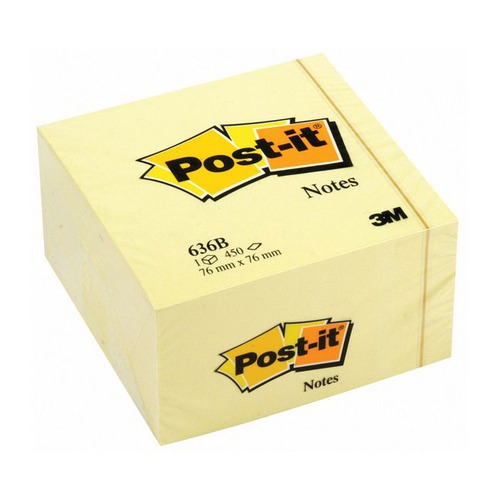 Блок самоклеящийся бумажный 3M Post-it 636B 7000033840 76x76мм 450лист. желтый