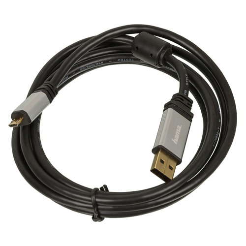 Кабель HAMA H-53748, USB A(m), micro USB B (m), 1.8м, черный [00053748]