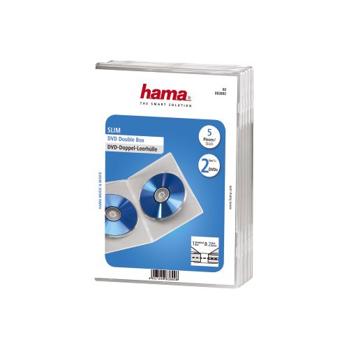 Коробка HAMA H-83892 Slim Case, 5шт., прозрачный, для 2 дисков [00083892]