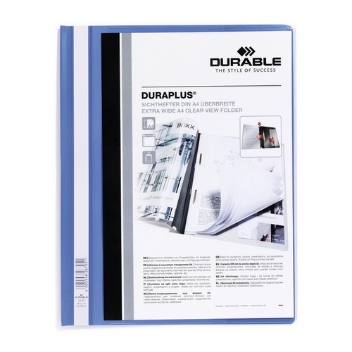 Папка-скоросшиватель Durable Duraplus 2579-06 A4+ прозрач.верх.лист карман пластик синий 25 шт./кор.