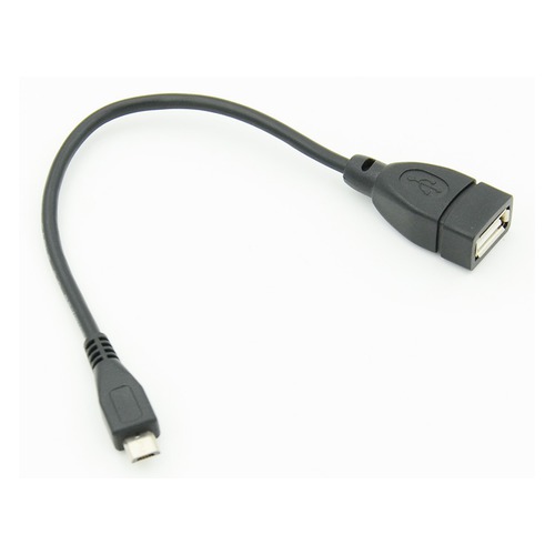 Кабель USB A(f), micro USB B (m), 0.2м, черный