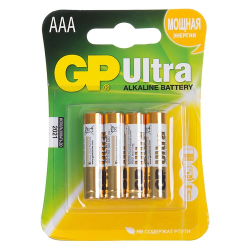 AAA Батарейка GP Ultra Alkaline 24AU LR03, 4 шт.