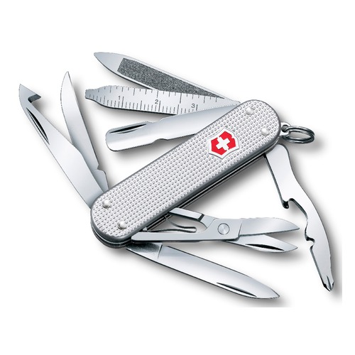 Складной нож VICTORINOX MiniChamp Alox, 14 функций, 58мм, серебристый [0.6381.26]