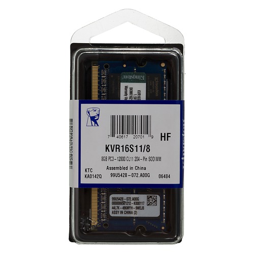 Модуль памяти KINGSTON KVR16S11/8 DDR3 - 8Гб 1600, SO-DIMM, Ret