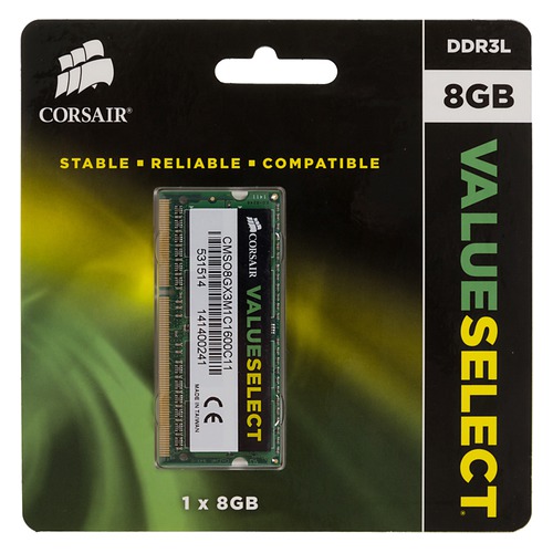 Модуль памяти CORSAIR CMSO8GX3M1C1600C11 DDR3L - 8Гб 1600, SO-DIMM, Ret