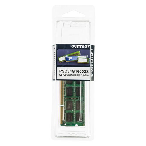 Модуль памяти PATRIOT PSD34G16002S DDR3 - 4Гб 1600, SO-DIMM, Ret