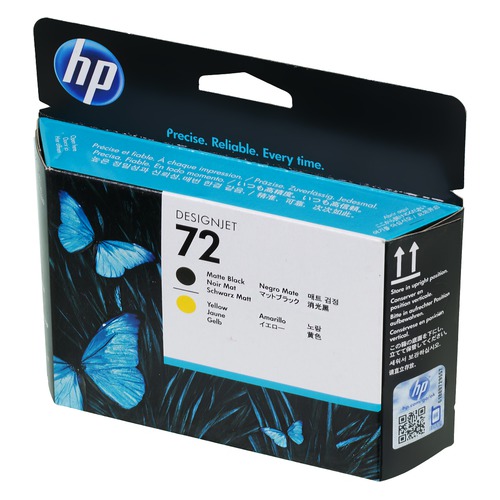 Печатающая головка HP 72 C9384A черный матовый/желтый для HP DJ T1100/T610/T1120/T1200/T1118