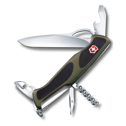 Складной нож VICTORINOX RangerGrip 61, 11 функций, 130мм, зеленый / черный