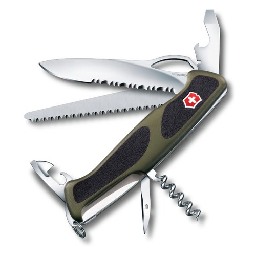 Складной нож VICTORINOX RangerGrip 179, 12 функций, 130мм, зеленый / черный [0.9563.mwc4]