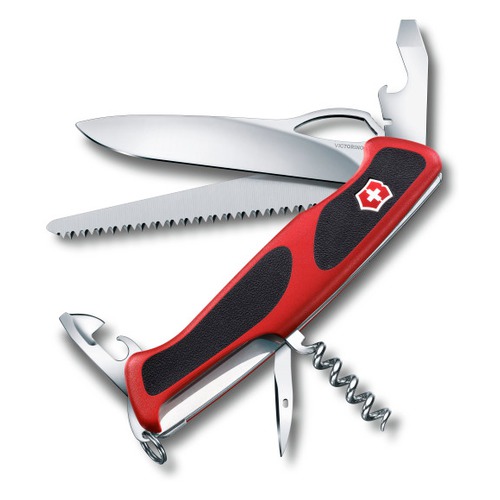 Складной нож VICTORINOX RangerGrip 79, 12 функций, 130мм, красный / черный [0.9563.mc]