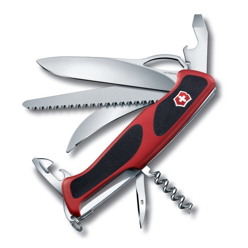 Складной нож VICTORINOX RangerGrip 57 Hunter, 13 функций, 130мм, красный / черный