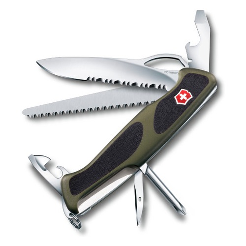 Складной нож VICTORINOX RangerGrip 178, 12 функций, 130мм, зеленый / черный