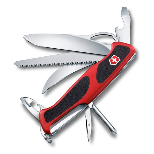 Складной нож VICTORINOX RangerGrip 58 Hunter, 13 функций, 130мм, красный / черный