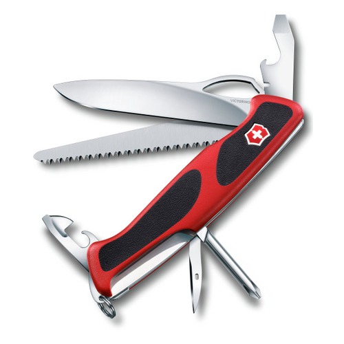 Складной нож VICTORINOX RangerGrip 78, 12 функций, 130мм, красный / черный