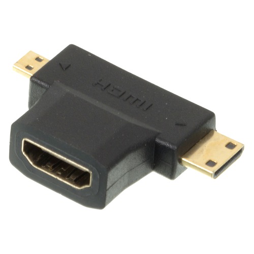 Переходник аудио-видео HDMI (f) - Micro HDMI (m) , Mini HDMI (m), черный [+ mini hdmi (male)]